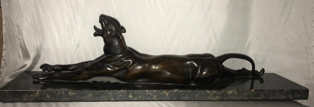 American LARGE BRONZE SCULPTURE of Tiger Anna Hyatt: American LARGE BRONZE SCULPTURE of Tiger Anna Vaughn Hyatt Huntington (1876-1973) Signed. Measurements :7 3/4 x 29 1/2”Base: 1 1/4 x 34 x 7” Estate Lot does not come with Paper Work.