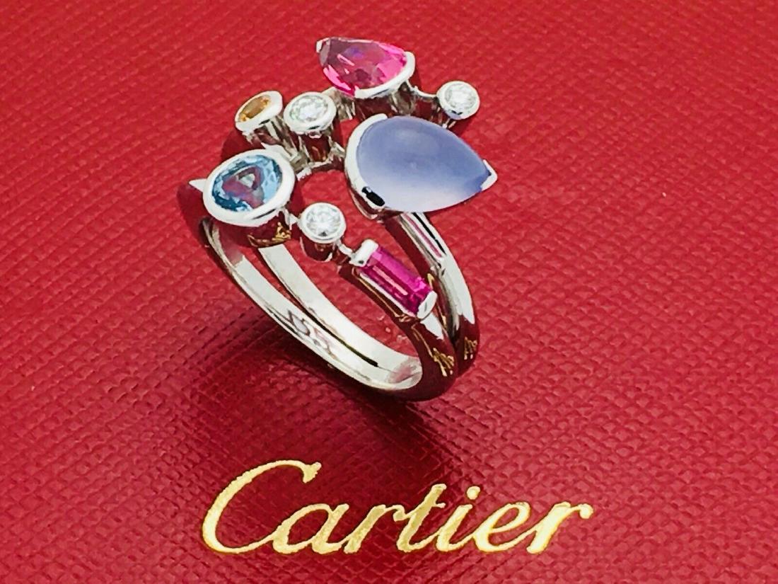 Cartier 950 Platinum Meli Melo Multi-Color Ring: Cartier 950 Platinum Meli melo Multi-Color Ring comes with Box & Papers Sz 6 weight 11 grams