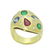 18k Yellow Gold 3TCW Diamond Emerald Ruby Sapphire Ring