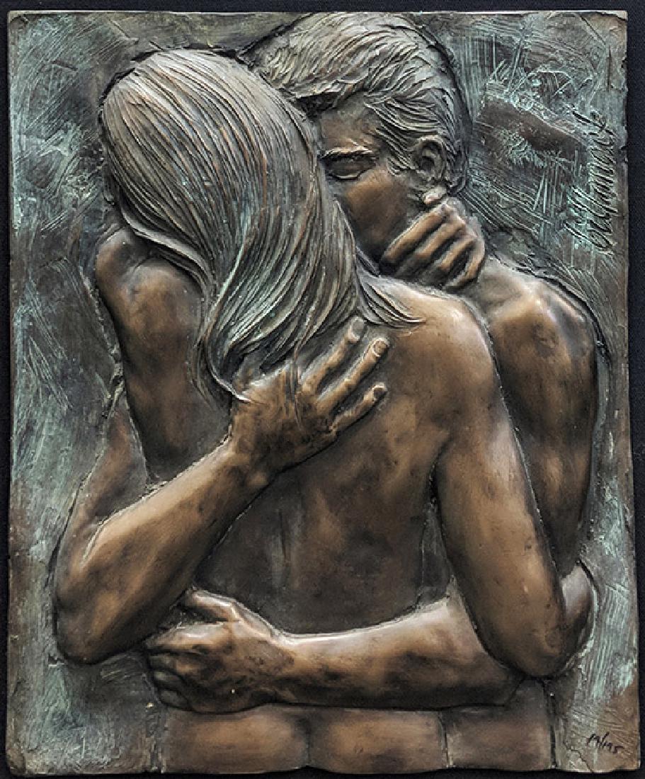 MACK, BILL CARESS BRONZE Edition: 195: Artist: MACK, BILL Title: CARESS Retail Price: $1,750.00Gallery Price: $1,500.00 Size: 13 X 10.5 INCHESYear: 2005 Medium: BRONZEEdition: 195 Description: Incised artist signature. Hand numbered. Frame
