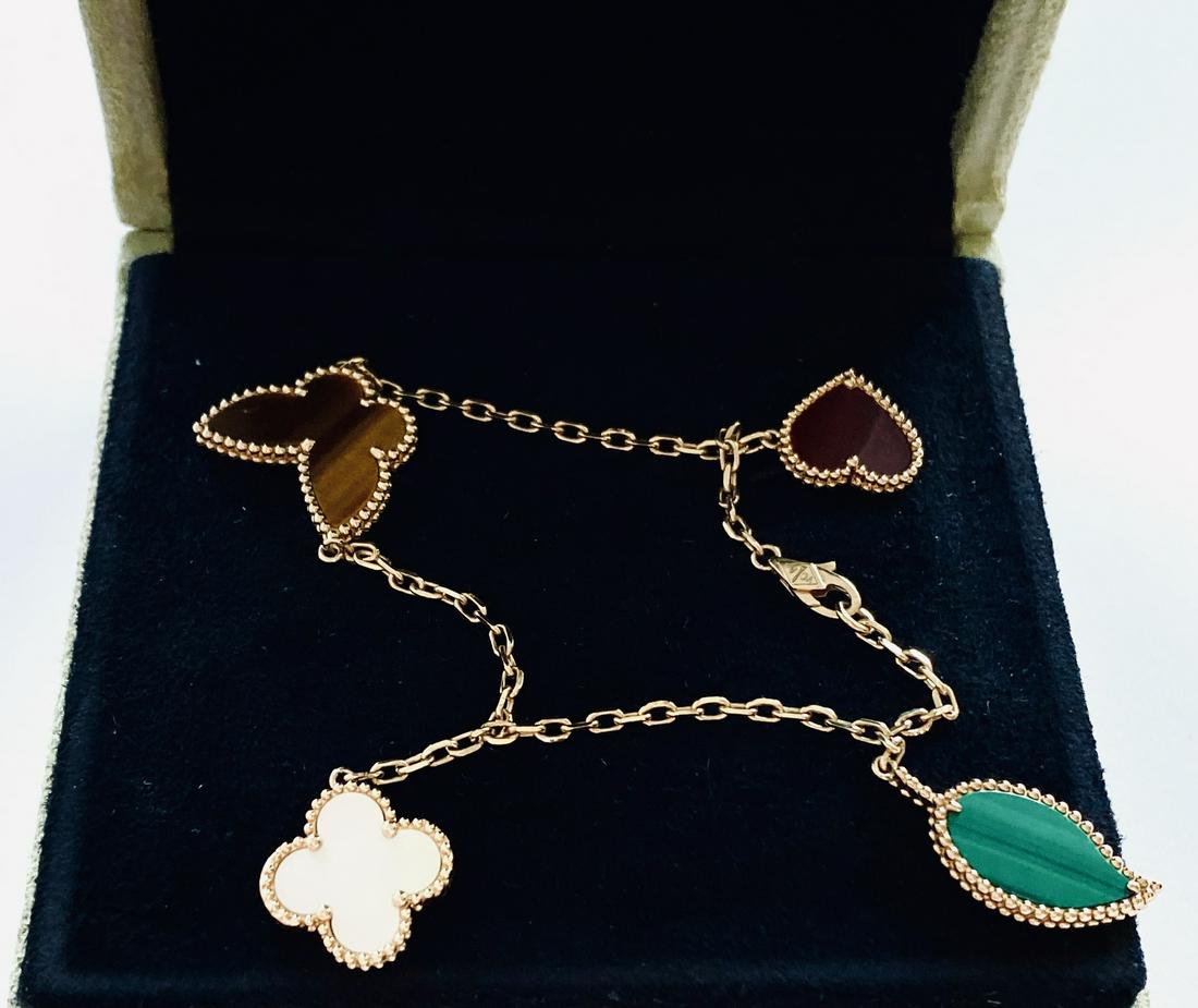Van Cleef Arpels 18k Lucky Alhambra 4 Motif Bracelet