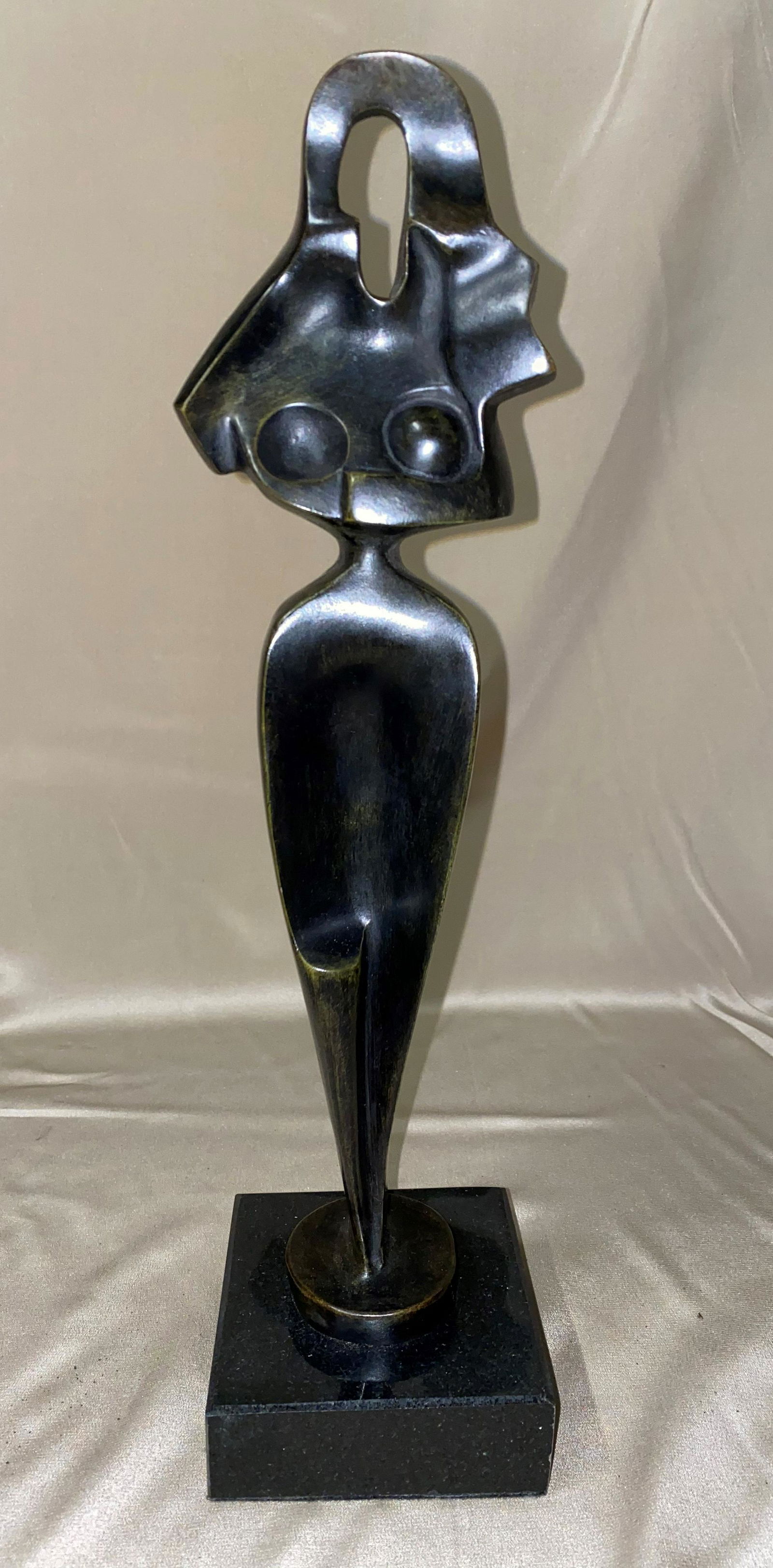 Bronze Sculpture A. Archipenko cubist lady: Ukrainian --American Bronze Sculpture A. Archipenko cubist lady Aleksandr Archipenko ( 1887 -- 1964) Ukrainian -- american bronze sculptureSigned and Dated Size 13” Base1-1/4 x 3-3/4 x 3-3/4” esta