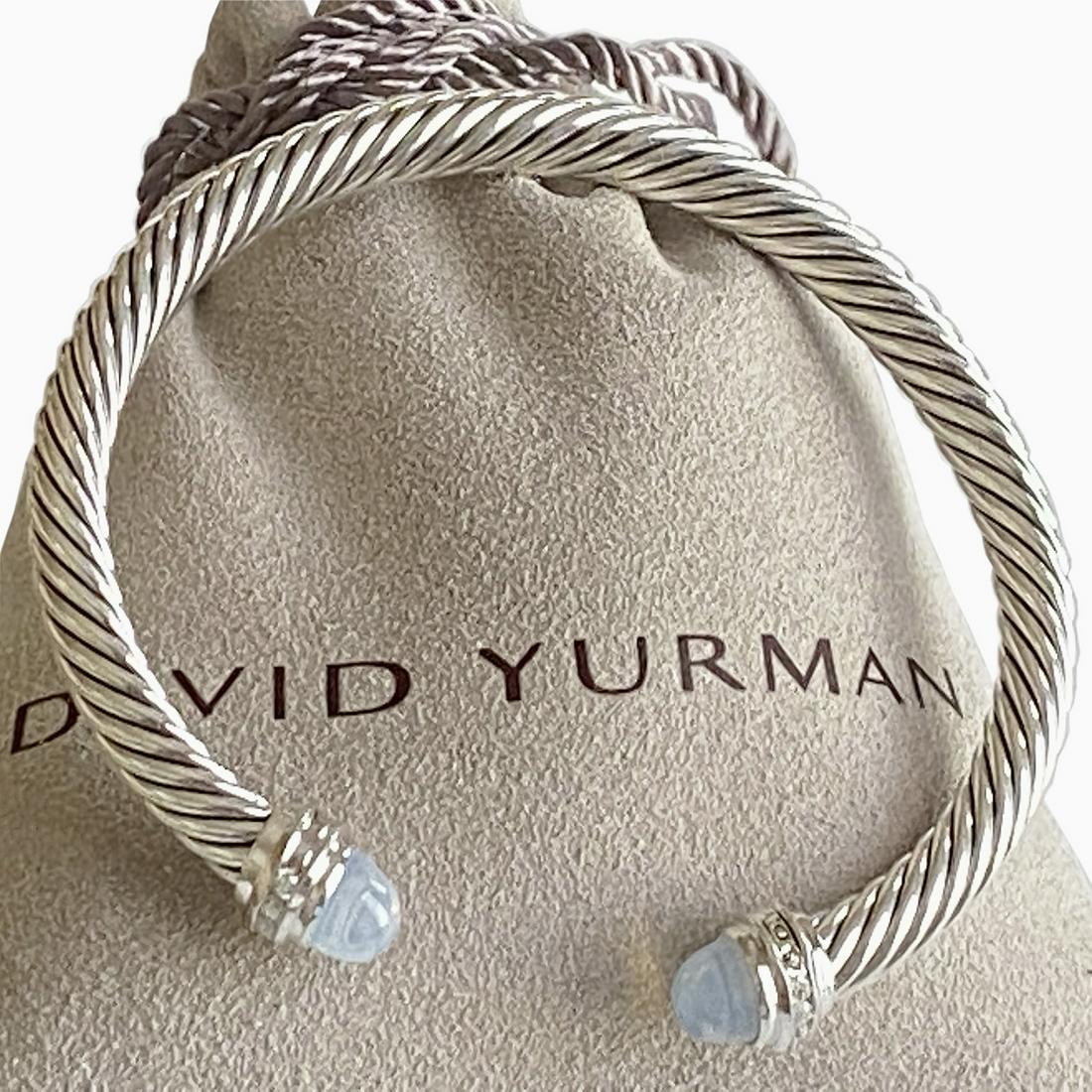 DAVID YURMAN CABLE MOONSTONE DIAMOND COLLECTION: DAVID YURMAN CABLE CLASSICS COLLECTION BRACELET WITH MOONSTONE AND DIAMONDS , 5mm-BRAND: DAVID YURMAN-COLLECTION: CABLE CLASSICS-STONES: 2 MOONSTONE, DIAMONDS 0.18 TCW-METAL : STERLING SILVER 925-WIDT