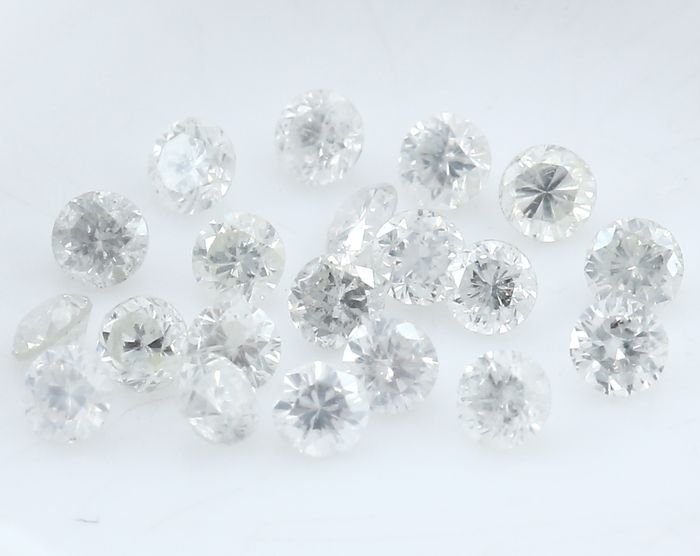 Set of 20 - 0.40 ct. Round Brilliant Diamonds UNTREATED (1 of 1)