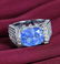 14 K White Gold IGI cert. Blue Sapphire & Diamond Ring