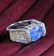 14 K White Gold IGI cert. Blue Sapphire & Diamond Ring - 4