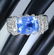 14 K White Gold IGI cert. Blue Sapphire & Diamond Ring - 5