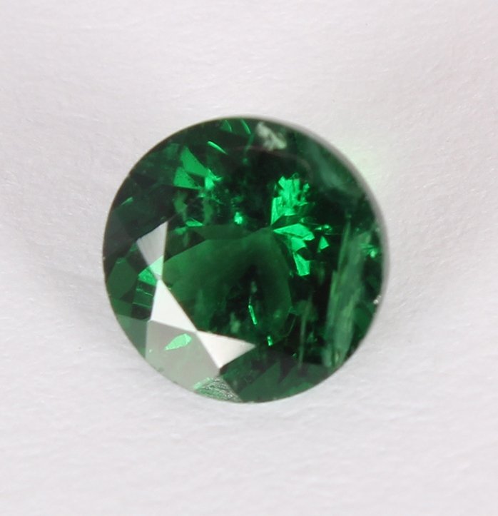 GFCO (SWISS) Cert. 1.38 ct. Untreated Tsavorite Garnet: GFCO (SWISS) Certified 1.38 ct. Tsavorite (Grossularite - Garnet) - Untreated - TANZANIA Cut - Fancy Round Brilliant Cut Color - Vivid Green Clarity - VS Ct. Weight -
