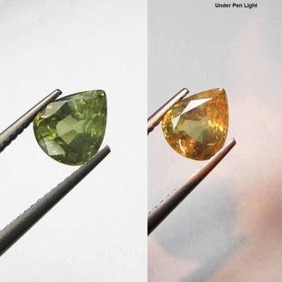 IGI Cert. Untreated 2.08 ct. Alexandrite (Color Change): IGI Certified 2.08 ct. Alexandrite (Color Change) Untreated - MADAGASCAR Color - Yellow Green Changing to Brown Red Clarity - Transparent Cut - Pear Mixed Cut Ct. Wt. - 2.08 ct. Clarity -