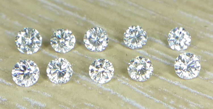 Set of 10 - 0.60ct. Round Brilliant Diamonds G-H / SI-I (1 of 1)