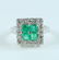 14 K White Gold IGI Certified Emerald & Diamond Ring - 3