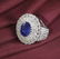 14 K White Gold Blue Sapphire (IGI) & Diamond Ring - 3