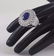 14 K White Gold Blue Sapphire (IGI) & Diamond Ring - 7