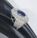 14 K White Gold Blue Sapphire (IGI) & Diamond Ring - 9