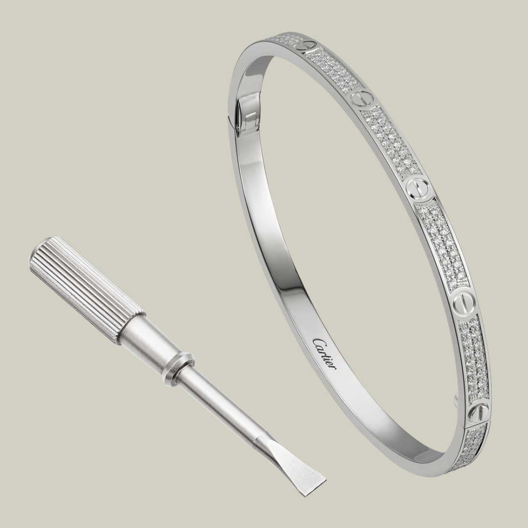 14K White Cartier Style Diamond Bracelet & Screwdriver (1 of 1)