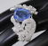 14 K White Gold Blue Sapphire (IGI Cert) & Diamond Ring - 6