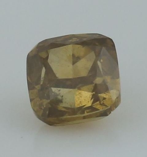 IGI Cert. 0.42 ct. Brownish Yellow Diamond I1 UNTREATED: IGI Certified 0.42 ct. Fancy Brownish Yellow Diamond - I 1 UNTREATED 100% Natural Shape - Square Cushion Modified Brilliant Color - Fancy Brownish Yellow Clarity - I1 Ct. weight - 0.42 ct