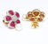 14 K Yellow Gold Ruby & Diamond Earrings with Pendant - 8
