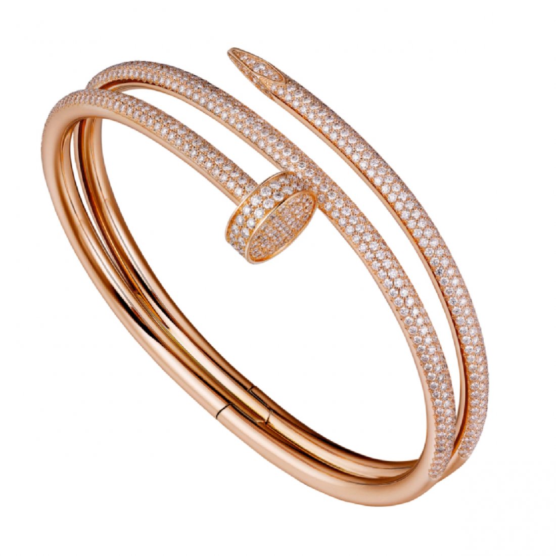 14K Rose Gold Cartier Style Nail head Diamond Bracelet: RESERVE PRICE - 12500 EURO 14 K / 585 Rose Gold Cartier Style Nail head Diamond Bracelet Gross gold weight - 30.000 g 14 K Hallmarked Rose gold Bracelet for wr