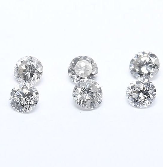 Set of 6 - 0.30 ct. Round Brilliant Diamonds UNTREATED (1 of 3)