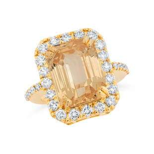 18 K / 750 Yellow Gold Yellow Sapphire (IGI Certified) and Diamond Ring: RESERVE PRICE - 15000 $ 18 K / 750 Yellow Gold Yellow Sapphire (IGI Certified) & Diamond Ring 18 K / 750 Hallmarked Yellow gold Gross Gold weight - 10.620 g Ring size - US