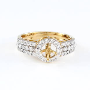 18 K Yellow Gold Diamond Ring - Center stone unmounted: RESERVE PRICE - 750 $ 18 K / 750 Yellow Gold Diamond Ring - Center stone unmounted 18 K / 750 Hallmarked Yellow gold Gross Gold weight - 3.800 g Ring size - US 7 <