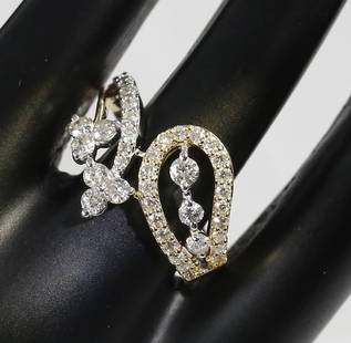 IGI Certified 18 K / 750 Yellow Gold Diamond Ring: RESERVE PRICE - 800 $ IGI Certified 18 K / 750 Designer Diamond Ring 18 K / 750 Hallmarked Yellow gold Gross metal weight - 4.240 g Ring size - US 7 Dimensions - Top widt