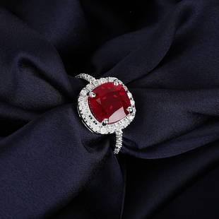 14 K / 585 White Gold Ruby & Diamond Ring: RESERVE PRICE - 40000 $ 14 K / 585 White Gold Ruby & Diamond Ring Gross gold weight - 5.240 g 14 K Hallmarked White gold Ring size - US 7 &nb
