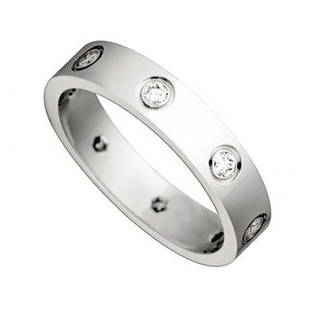 18 K / 750 White Gold CARTIER Style Eternity Diamond Band: RESERVE PRICE - 2000 $ 18 K / 750 White Gold CARTIER Style Eternity Diamond Band Ring 18 K / 750 Hallmarked White gold Gross Gold weight - 7.890 g Ring size - US 7