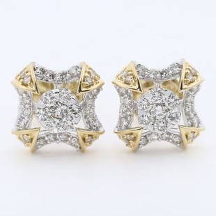 IGI Cert. 18 K Yellow Gold Diamond Earring Studs: RESERVE PRICE - 1000 $ IGI Certified 18 K / 750 Yellow Gold Diamond Earring Studs 18 K / 750 Hallmarked Yellow gold Dimensions - 10 mm Screw Back Earrings Gross metal we