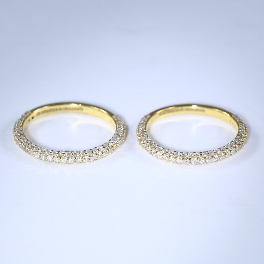 14 K / 585 Set of 2 Yellow Gold Diamond Band Rings (1 of 9)