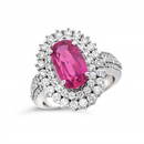 14 K / 585 White Gold Diamond and Ruby Ring