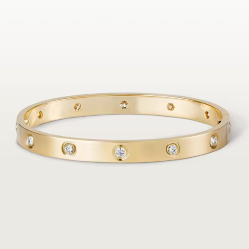 14 K / 585 Yellow Gold Cartier Style Diamond Love Bracelet (1 of 6)
