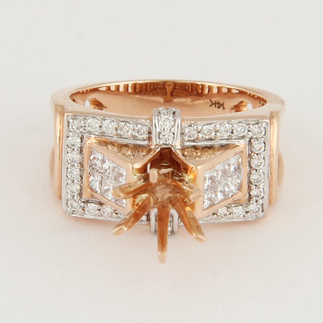14 K Rose Gold Diamond Ring - Center stone unmounted (1 of 10)