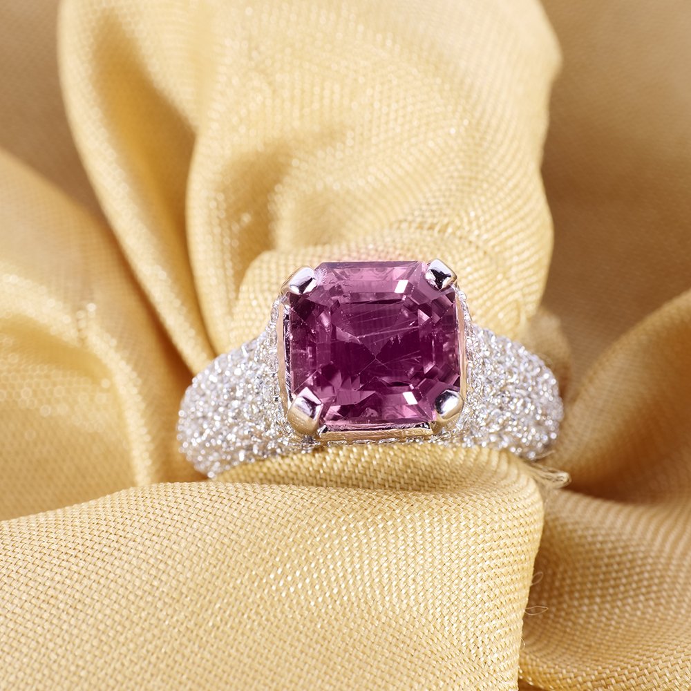 14 K / 585 White Gold Diamond and Tourmaline Ring (1 of 5)