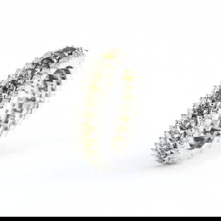 14 K / 585 White Gold Eternity Diamond Band Ring: 14 K / 585 White Gold Eternity Diamond Band Ring 14 K / 585 Hallmarked White gold Gross Gold weight - 6.840 g Ring size - US 7 Total ct. Weight - 7.40 ct. Diamond Det