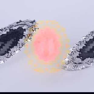 14K/585 Yellow Gold Rare Large Fire Opal & Diamond Cocktail Ring: 14K/585 Yellow Gold Rare Large Fire Opal & Diamond Cocktail Ring Gross gold weight - 26.850 g 14 K Solid Hallmarked Yellow Gold Ring size - US 7 Fire opal in center Diamond Det