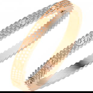 14 K Cartier Style Diamond Love Bracelet: 14 K / 585 Rose Gold Cartier Style Diamond Love Bracelet Bracelet for wrist size 15-16 14 K Hallmarked Rose Gold Gross gold weight - 25.000 g Diamond Details Weight -