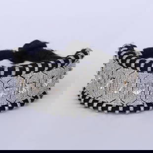 925 Sterling Silver thread meshed Diamond Bracelet: 925 Sterling Silver thread meshed Diamond Bracelet  Gross gold weight - 32.430 g 925 Sterling Silver Bracelet Length - 7.5 inches Bracelet Width - 1 inch Diamond Details