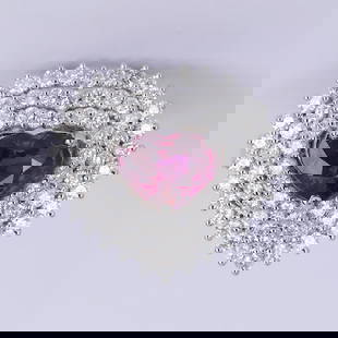 IGI Certified 14 K White Gold Untreated Ruby (GRS) & Diamond Ring: IGI Certified 14 K / 585 White Gold Designer Heart Shape Ruby (GRS Certified) & Diamond Ring Ruby - Certified By GRS 14 K Hallmarked White Gold Gross metal weight - 11.400 g Ring Si