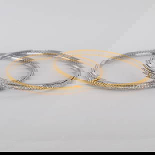 IGI Certified 14 K / 585 Pair of Yellow Gold Bangles with Diamonds: IGI Certified 14 K / 585 Pair of Yellow Gold Bangles with Diamonds Slide Bangle Hand crafted Gross gold weight - 33.580 g 14 K Solid Hallmarked Yellow gold Bangle size for the wrist 15 - 16