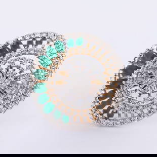 IGI Certified 14K / 585 Yellow Gold Diamond & Emerald Ring: IGI Certified 14K / 585 Yellow Gold Diamond & Emerald Ring Gross gold weight - 7.130 g 14 K Solid Hallmarked Yellow Gold Ring size - US 7 Diamond Details Ct. Weight -