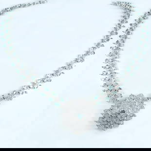 14K White Gold 22.59 Ct. Alexandrite & Diamond Necklace: 14 K / 585 IGI Certified 22.59 ct. Alexandrite and 14.52 ct. Diamond Necklace Very Exclusive and one of a kind 14 K /585 Solid Hallmarked White Gold Necklace weight - 65.20 grams Necklace with lock<