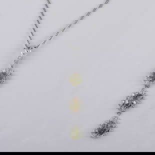 IGI Certified 14K/585 Designer Alexandrites & Diamond Pendant Necklace: IGI Certified 14K/585 Designer Alexandrites & Diamond Pendant Necklace Loop for the chain at the back Pendant length - 5 cm Necklace Length - 17 inches Pendant in 14 K White Hallmarked gold Ch