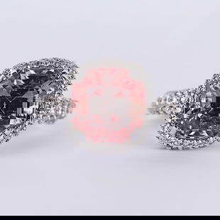 14 K / 585 White Gold Diamond and Tourmaline Ring: 14 K / 585 White Gold Diamond and Tourmaline Ring Gross gold weight - 6.830 g 14 K Hallmarked White gold Ring size - US 7