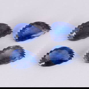 IGI Cert. 1.62 ct. Set of 4 Blue Sapphires - MADAGASCAR: IGI Certified 1.62 ct. Set of 4 Blue Sapphires - MADAGASCAR Color - Blue Cut - Pear Mixed cut Clarity - SI Ct. Weight - 0.43 + 0.46 + 0.38 + 0.35 = 1.62 ct. Dimensions - 5.92 x 4.06 x 2.01 mm