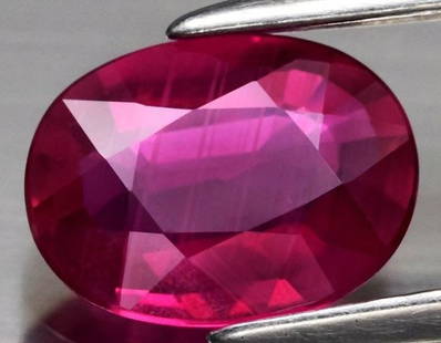 LOTUS Certified 1.01 ct. Untreated Ruby - MOZAMBIQUE: LOTUS Certified 1.01 ct. Untreated Ruby - MOZAMBIQUE Cut - Oval Brilliant Step Cut Color - Red Saturation - Intense Tone - Medium Clarity - SI Ct. Weight - 1.01 ct. Dimensions - 7.