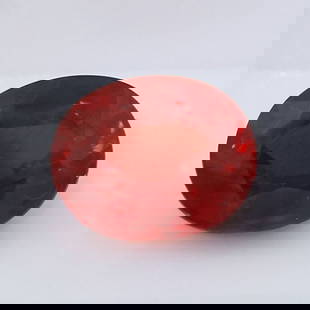 IGI Certified 3.42 ct. Red Orange Sapphire: IGI Certified 3.42 ct. Red Orange Sapphire Color- Red Orange (enhanced) Clarity- Transparent Cut- Oval Mixed Cut Ct. wt.- 3.42 ct. Clarity- VS Dimensions : 9.41 x 7.69 x 5.52 mm Origin