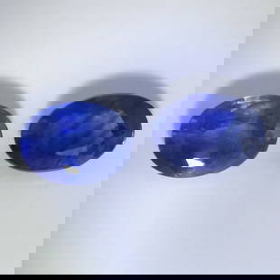 Set of 2 IGI Certified 0.88 + 1.00 = 1.88 ct. Blue Sapphires: Set of 2 IGI Certified 0.88 + 1.00 = 1.88 ct. Blue Sapphires Color - Blue Cut - Oval Mixed cut Clarity - VS-SI Ct. wt. - 0.88 + 1.00 = 1.88 ct. Dimensions - 6.95 x 4.84 x 2.72 mm and 6.95 x 5.11 x 3.0