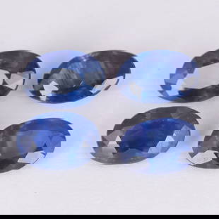 IGI Certified 1.98 ct. Set of 4 Blue Sapphires - MADAGASCAR: IGI Certified 1.98 ct. Set of 4 Blue Sapphires - MADAGASCAR Color - Blue Cut - Oval Mixed cut Clarity - SI Ct. Weight - 0.54 + 0.41 + 0.48 + 0.55 = 1.98 ct. Dimensions - 5.77 x 4.02 x 2.65 mm